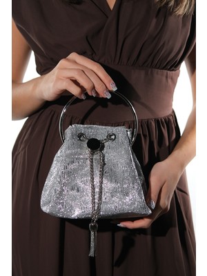 Luvi 432 Gümüş Desenli Kadın El Çantası