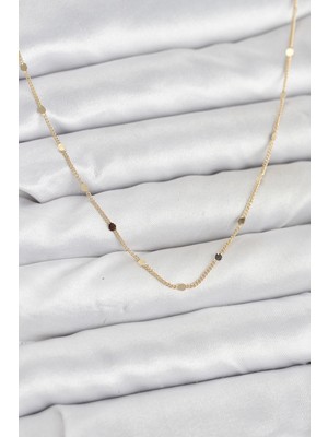 Sibelora Home cm 14K Gold Renk Ezme Pul Model 60 cm Kadın Kolye