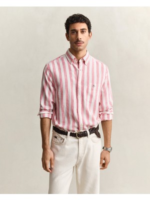 Gant Erkek Pembe Regular Fit Çizgili Logolu Gömlek 3260019.622