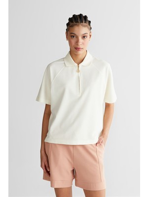 Gant Kadın Krem Regular Fit Yarım Fermuarlı Polo Yaka T-Shirt 42426127T.130