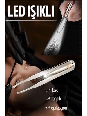 Calperia LED Işıklı Cımbız Kirpik Kaş Cımbız Epilasyon Cımbızı 721301