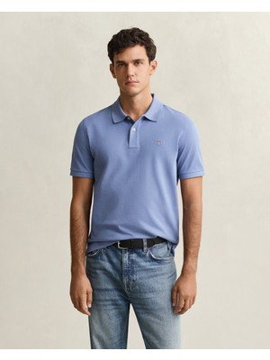 Gant Erkek Mavi Regular Fit Logolu Polo Yaka T-Shirt 2210.430