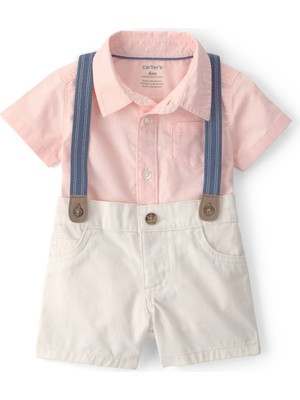 Carter's Erkek Bebek Body Şort Set 3 Ay-24 Ay Pembe