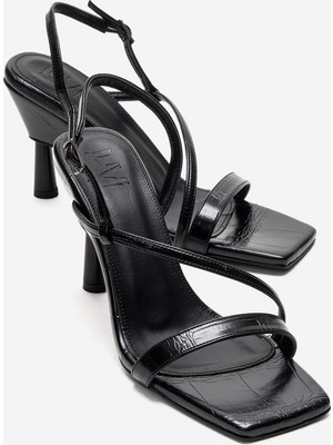 Luvi Jolene Siyah Baskı Kadın Topuklu Ayakkabı