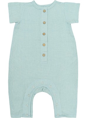 Merli Rose Şile Bezi Düğmeli Kısa Tulum