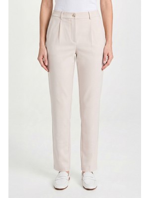 goffra Kadın Flexon Ultra Esnek Relaxed Beli Lastikli Jogger Pantolon Krem W702-R0433-06