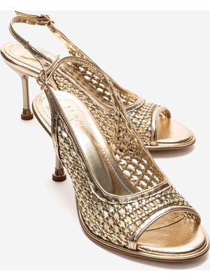 Luvi Bonıto Altın Örgü Kadın Ince Topuklu Ayakkabı