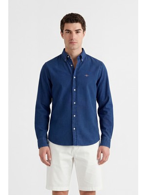 Gant Erkek Lacivert Düğmeli Yaka Logolu Gömlek 3260034.989