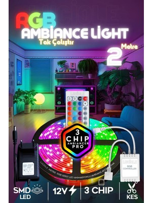 Luciole Rgb LED Tak Çalıştır 16 Renkli 4 Animasyonlu Tv Arkası LED Yatak Odası LED Bilgisayar LED 2metre