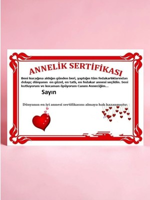 İnci Sepette Annelik Sertifikası Takdir Belgesi Karne A4 Boyutunda Kalın Kuşe Kağıdı Kişiselleştirilebilir