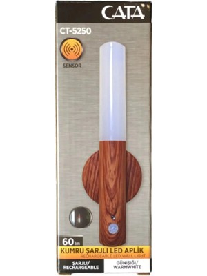 Cata CT-5250 Kumru Şarjlı LED Aplik İç Mekan için IP20 Özellikli Güneşli Renk ile Enerji Tasarruflu