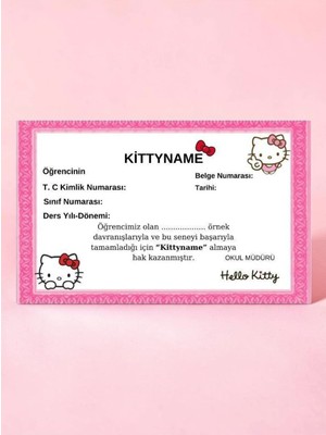İnci Sepette Kittyname Takdir Belgesi Karne A4 Boyutunda Kalın Kuşe Kağıdı Kişiselleştirilebilir