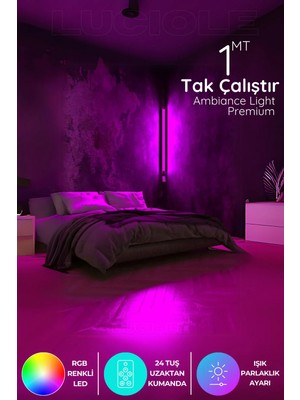 Luciole LED Aplik Işık Uzaktan Kumandalı Renk Animasyon Yapışkanlı Köşe Aplkdvrrmo