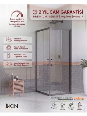 İkon Duş Sistemleri  Siyah Şeffaf Duş Kabini H:190