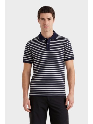 Gant Erkek Lacivert Regular Fit Yaka Çizgili Polo Yaka T-Shirt 2014101.433