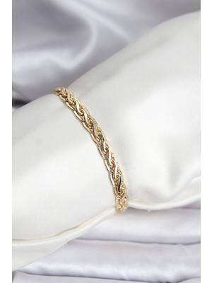 Sibelora Home 14K Gold Renk Kaplama Lazer Zincir Model cm Kadın Bileklik