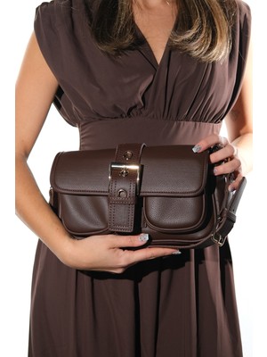 Luvi 1497 Kahverengi Cilt Kadın Kol Çantası