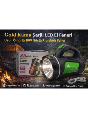 Sibelora Home Gold LED Şarjlı El Feneri FC-838B 10W Uzun Ömürlü Taşınabilir Projektör Fener