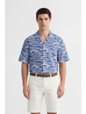 Gant Erkek Mavi Relaxed Fit Baskılı Gömlek 3260040.442