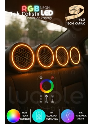 Luciole Rgb Neon LED Hoparlör Kapağı Seti – 4'lü 16CM | Rf Kumandalı | 12V & 24V Uyumlu