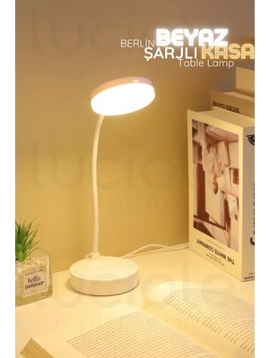 Luciole CT-8440 Berlin Şarjlı Dokunmatik Dimmerli 3 Renk LED Masa Lambası - Beyaz