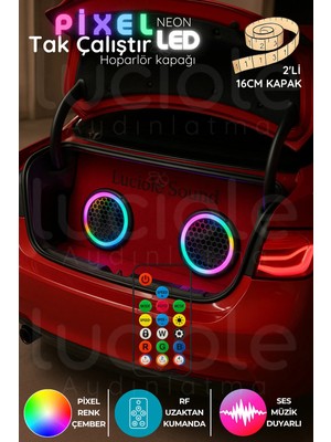 Luciole 2’li 16CM Argb Neon Pixel LED Hoparlör Kapağı | Sese Duyarlı Efektli | Modifiye & Tuning Işık Seti