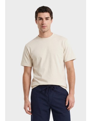 Gant Erkek Krem Bisiklet Yaka Regular Fit T-Shirt 2003400.119