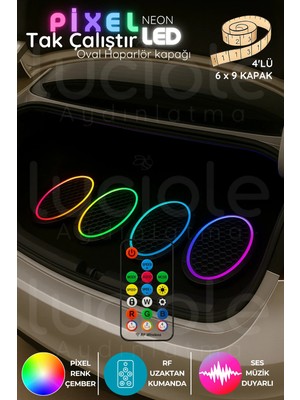 Luciole 4’lü 6x9" Oval Pixel LED Hoparlör Kapağı | Adreslenebilir Renk Efektli Işık Seti | Akışkan Animasyon