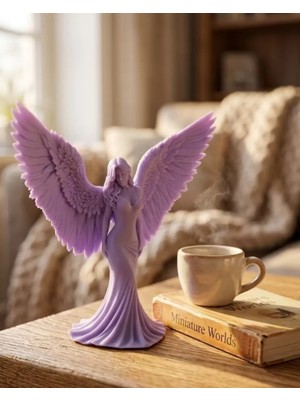 Kanonik Education Lila Melek Biblo 3D Dekoratif Angel Figür Ev Aksesuarı