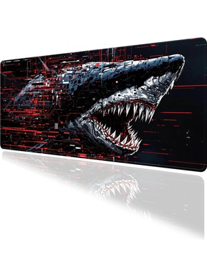 Hamiki Dijital Art Köpekbalığı Temalı Oyun Gaming Klavye Mouse Pad Masa Matı 70X30CM