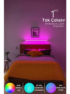 Luciole Yatak Tv Üstü LED Lambader Işık Uzaktan Kumandalı Renk Animasyon Yapışkanlı Bedlightpe