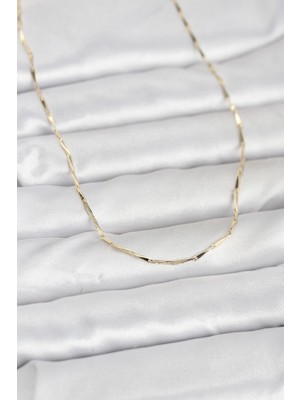 Kuşkaya Ticaret cm 14K Gold Renk Çubuk Kesme Zincir Model 60 cm Kadın Kolye