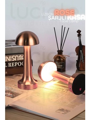 Luciole CT-8430 Mantar Rose Şarjlı Dokunmatik 3 Renk Ayarlanabilir Masa Lambası