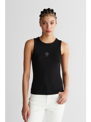 Gant Kadın Siyah Bisiklet Yaka Regular Fit T-Shirt 42326157T.5