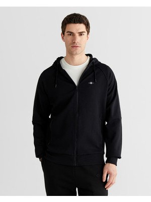 Gant Erkek Siyah Fermuarlı Kapüşonlu Sweatshirt 2525322T.5