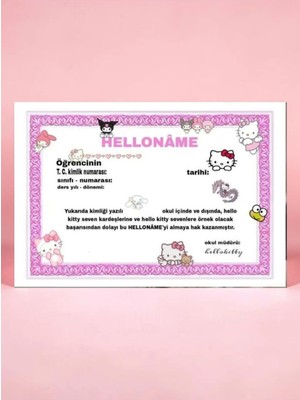 Kittyname İnci Sepette Kişiselleştirilebilir Takdir Belgesi A4 Boyutunda Kalın Kuşe Kağıdı