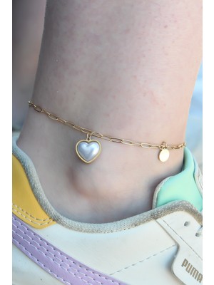 Sibelora Home 316L Çelik Gold Renk Kalp Model Kadın Halhal