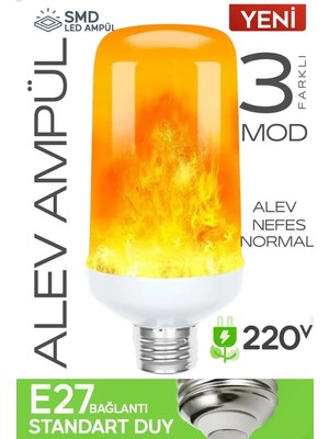 Luciole 5W Alev Efektli Ampul Lamba Ateş Yanan Ampul E27 Duy LED Işık Şömine Ateş Kamp Lamba