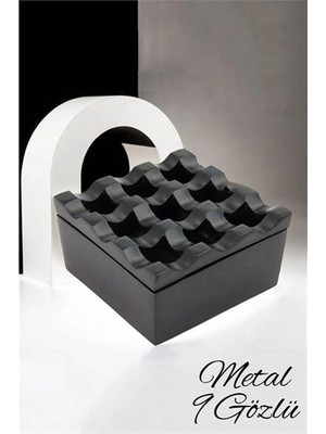 Calperia Kapaklı Paslanmaz Kare Küllük - Kapaklı Metal Kül Tablası - Kafe Küllüğü Restoran Küllüğü Masaüstü Küllük 716564