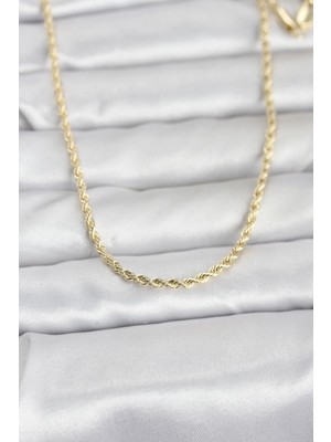 Kuşkaya Ticaret cm 14K Gold Renk Burgu Model Zincirli 60 cm Kadın Kolye