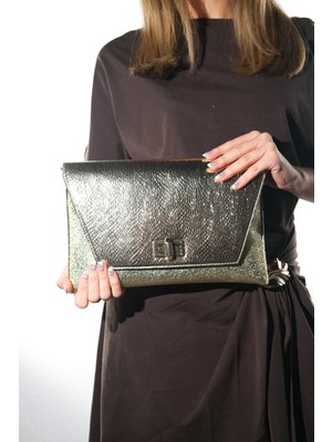 Luvi Maorı Altın Baskı Kadın Clutch Çanta