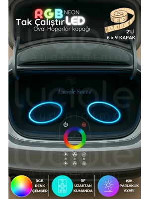 Luciole 2’li 6x9" Oval Rgb Neon Hoparlör Kapağı | Rf Kumandalı Renk Efektli Aydınlatma Seti | 12V Modifiye