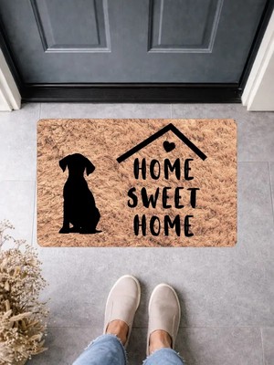 Bert Köpek Figürlü Home Sweet Home Kapı Önü Paspası Dijital Baskılı Kaydırmaz Tabanlı Modern Paspas