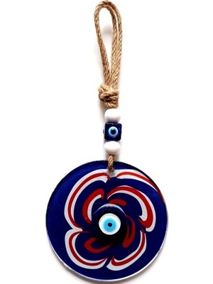 Najmaddin Nazar Boncuklu Lacivert Şeker Modelli Cam Duvar Süsü -Com