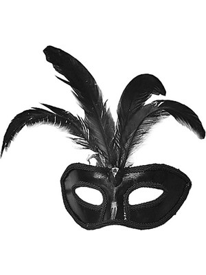 Najmaddin Rugan Kaplama Kırmızı Tüylü Parti Maskesi -Com