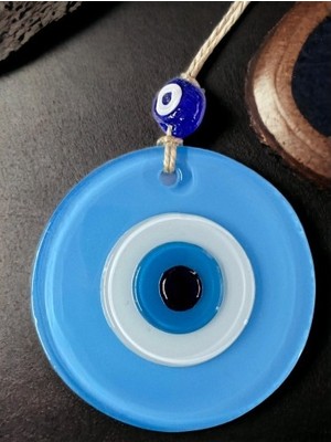 Najmaddin Mini Boy Bebe Mavisi Nazar Boncuklu Duvar Süsü 10 cm Cam Duvar Dekoru -Com