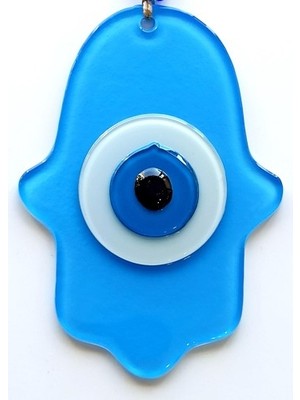 Najmaddin Nazar Boncuklu Bebek Mavisi Renginde Fatma Ana Bereket Eli Cam Duvar Süsü -Com