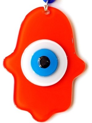 Najmaddin Nazar Boncuklu Turuncu Fatma Ana Bereket Eli Cam Duvar Süsü -Com