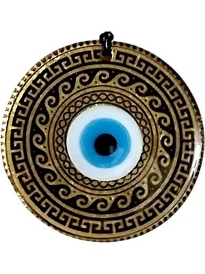 Najmaddin Altın Varaklı Nazar Boncuklu Füzyon Cam El Işçiliği 12 cm Duvar Süsü -Com