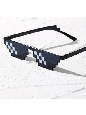 Najmaddin Thug Life Trend Güneş Gözlüğü Mozaik Siyah Kedi Gözlükleri -Com